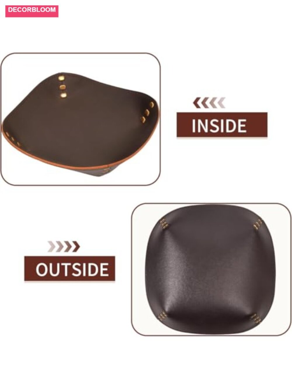 Genuine Leather Valet Tray Handmade Catchall Organizer for Desk Nightstand - Picture 4 of 6